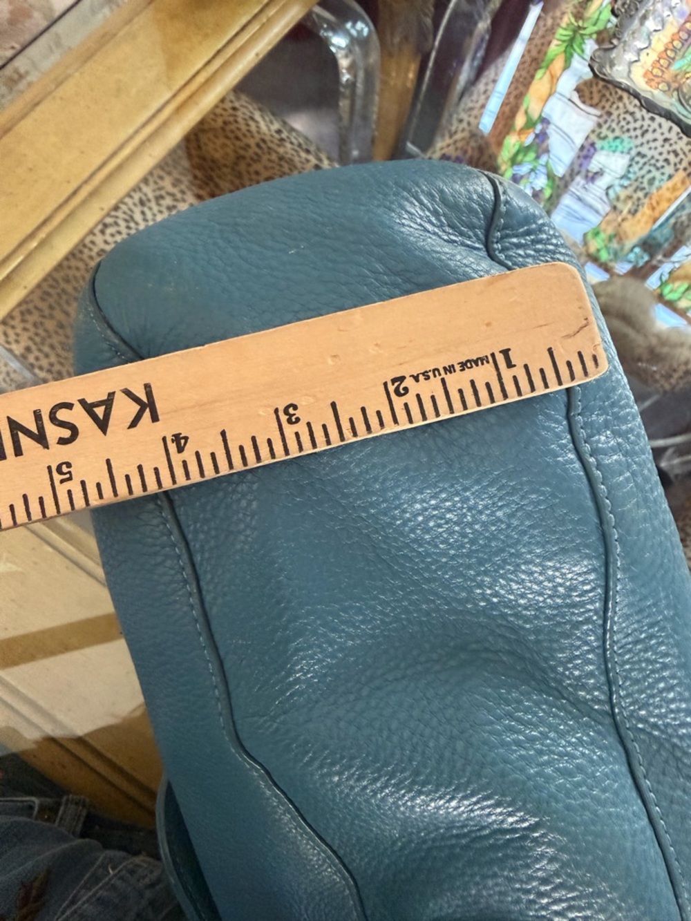 Tory Burch Blue Teal Pebbled Leather Shoulder Bag with Gold Logo - Picture 12 of 14